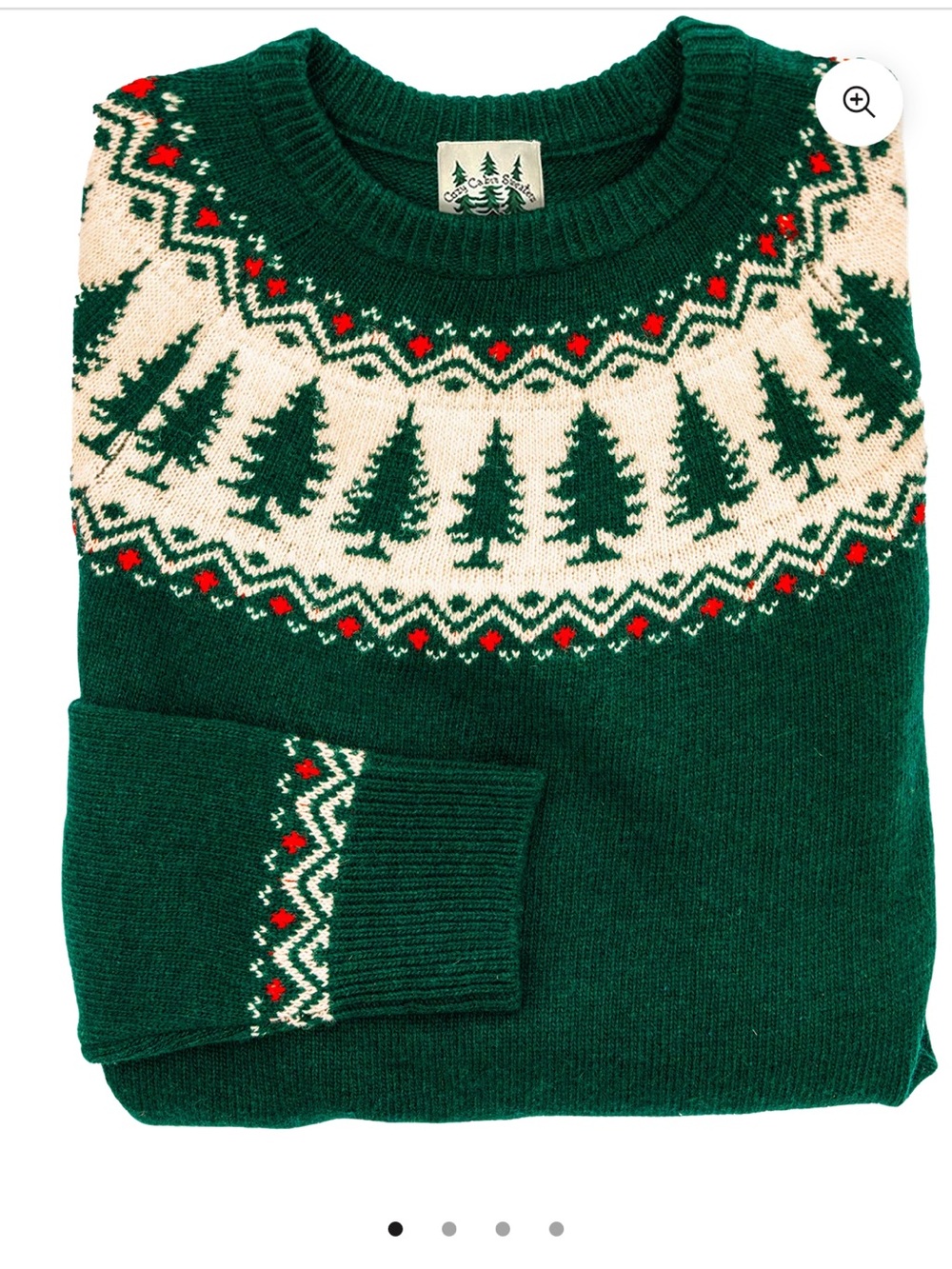 Kiel James Patrick Green Fair Isle Crewneck with Red & Cream Accents